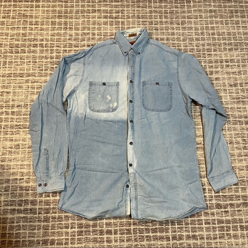 Distressed Denim Button-Down